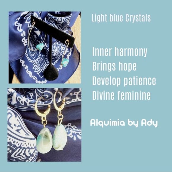 Turquoise handcrafted studs gold halo/ protection and peace turquoise errings - Picture 7 of 10